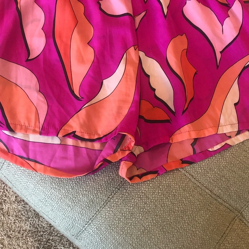 Tyche Fuchsia Pink Orange Printed Strapless Romper - Picture 2 of 7